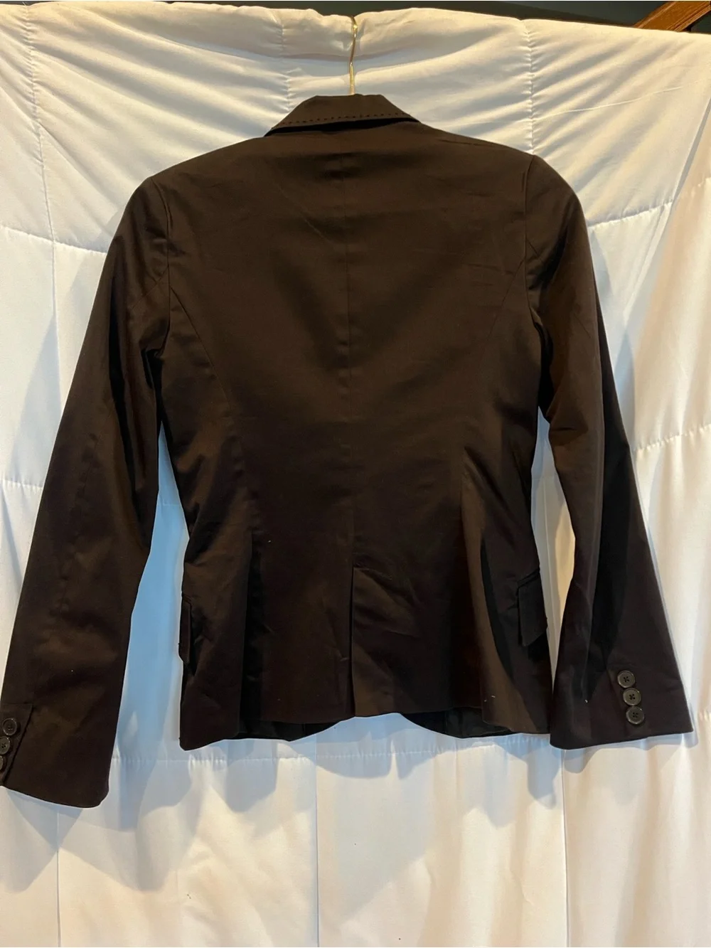 Zara Basic Womens Small Dark Chocolate Brown Single Button Blazer - Picture 3 of 9